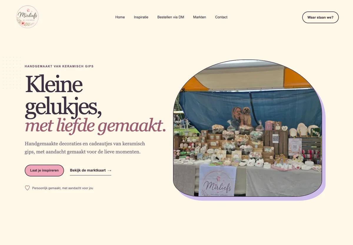Preview van de website van Mirliefs